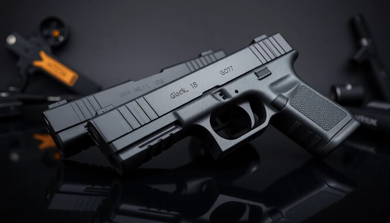Showcase of detailed glock 17 slides highlighting craftsmanship and polished finishes.
