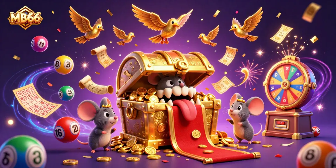 Win big at MB66 with an exciting 3D illustration featuring dynamic lottery elements and vibrant colors.