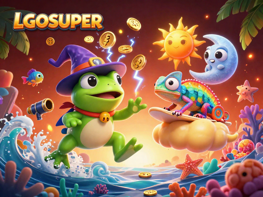 Engage with LGOSUPER's thrilling fish shooting game as fun characters unleash colorful underwater treasures.