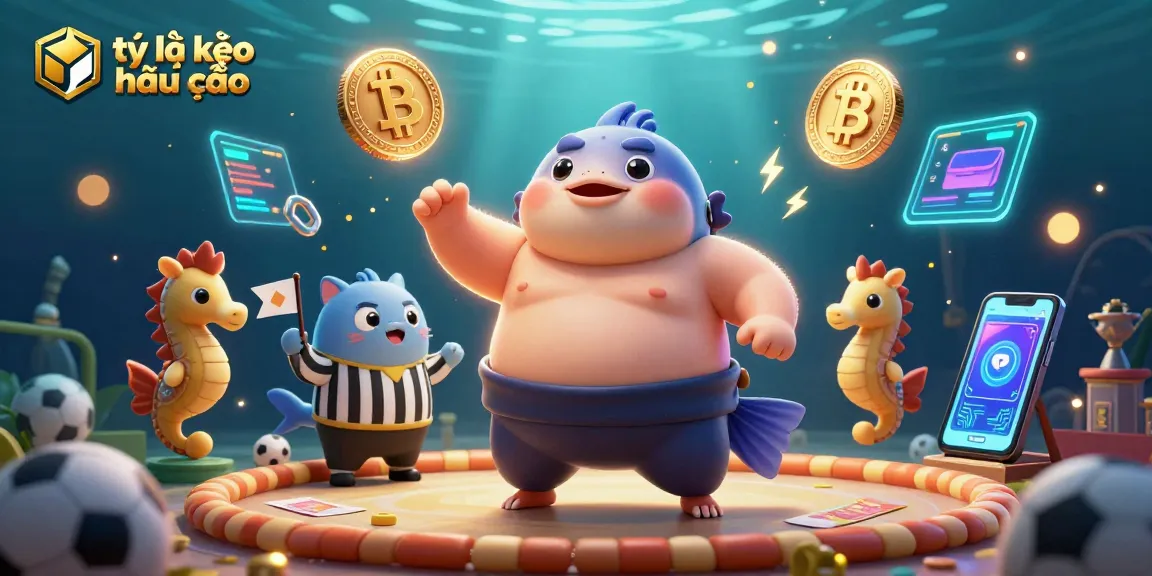 Engage with tỷ lệ kèo nhà cái in this vibrant underwater betting scene featuring dynamic sports elements.