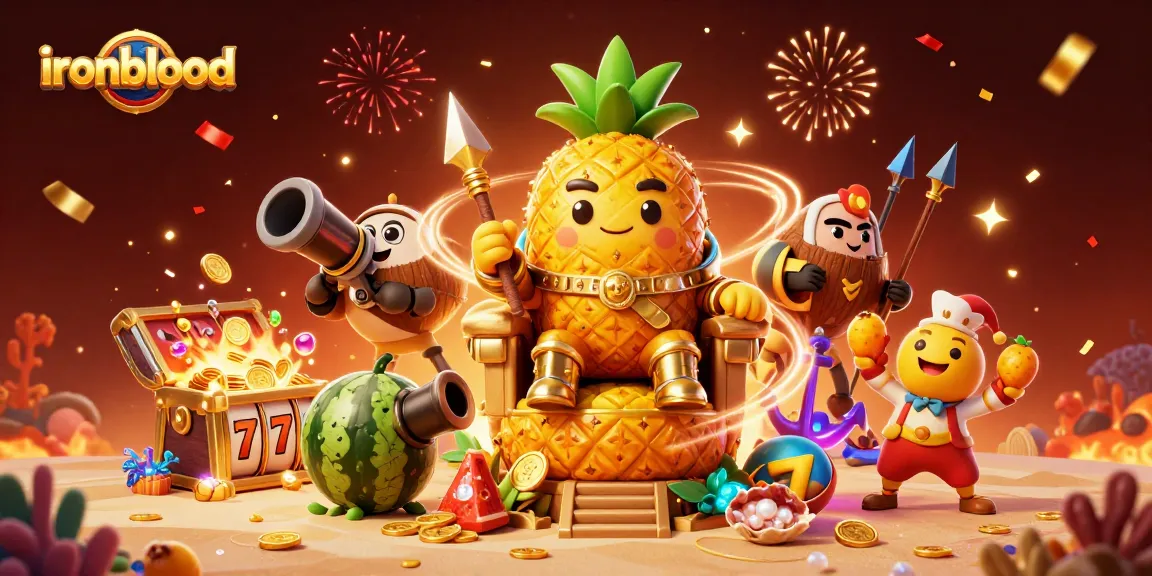 Experience the vibrant world of ironblood through a lively 3D casino illustration, featuring dynamic characters and game elements.