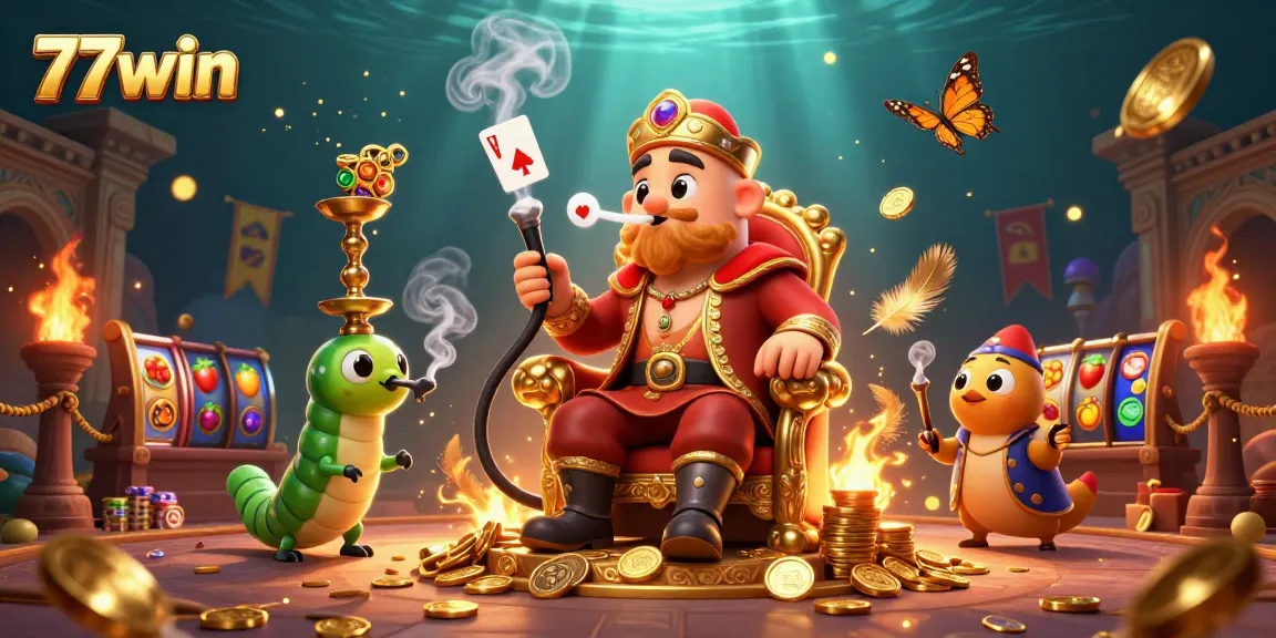 Experience the thrill of 77win with a vibrant 3D casino scene featuring engaging characters and elements.