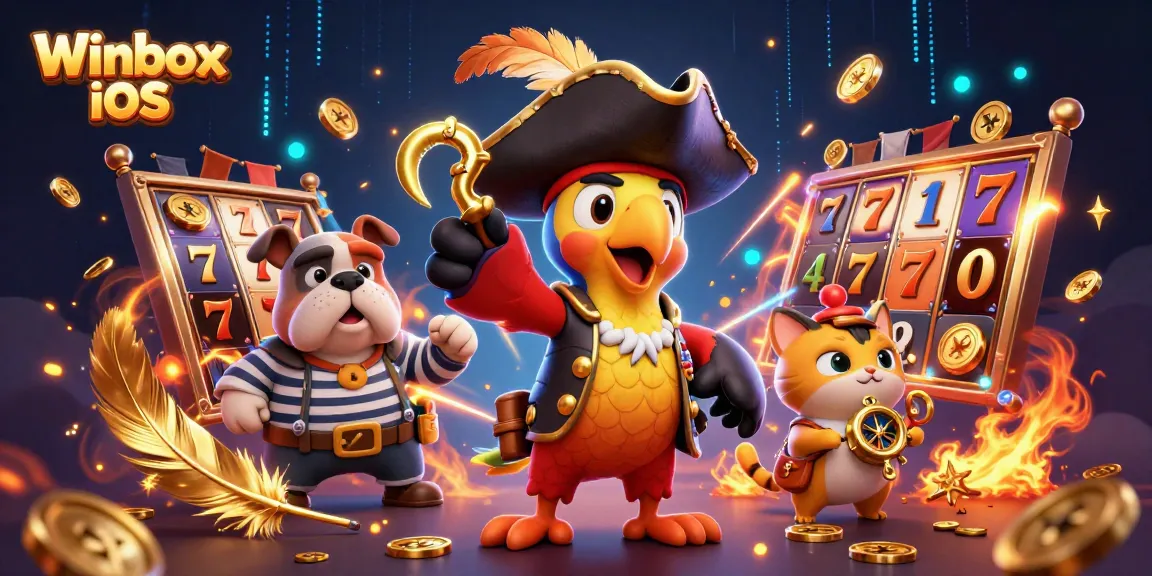 Winbox iOS app engaging players with vibrant characters and exciting casino elements.