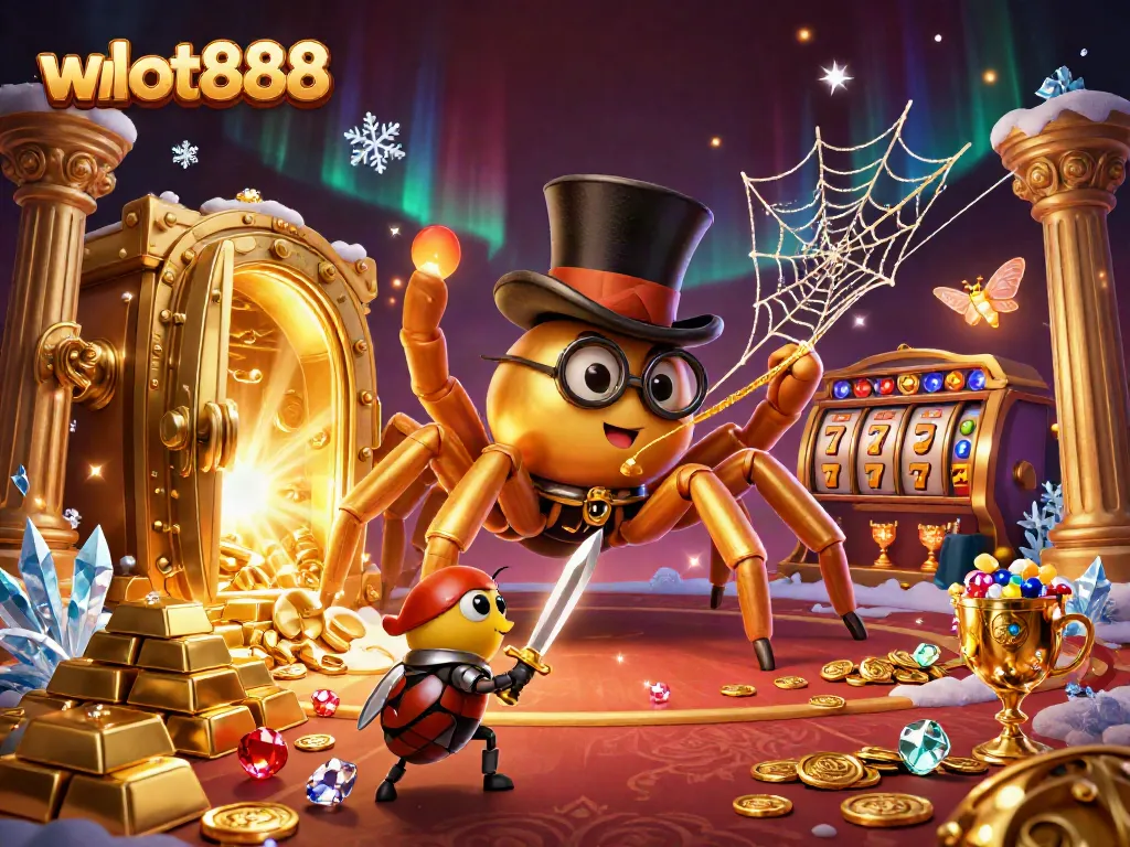 Menangkan jackpot dengan WSLOT888 dalam ilustrasi kasino 3D yang kaya detail.