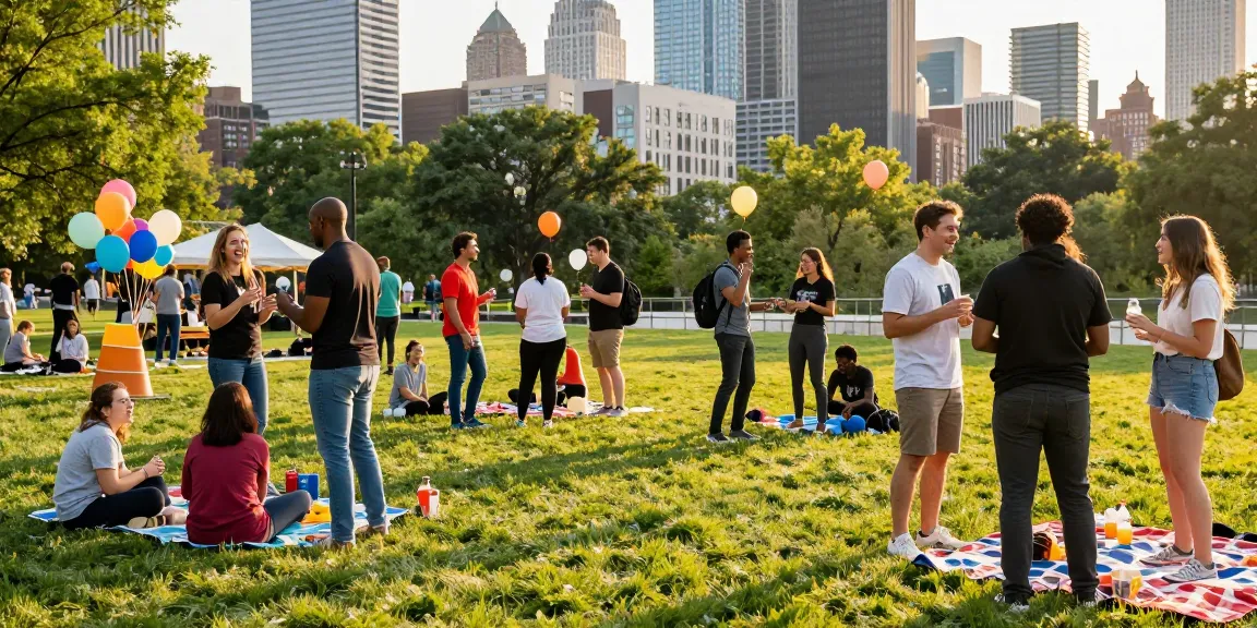 HundRoses singles enjoying a vibrant outdoor gathering in the park.