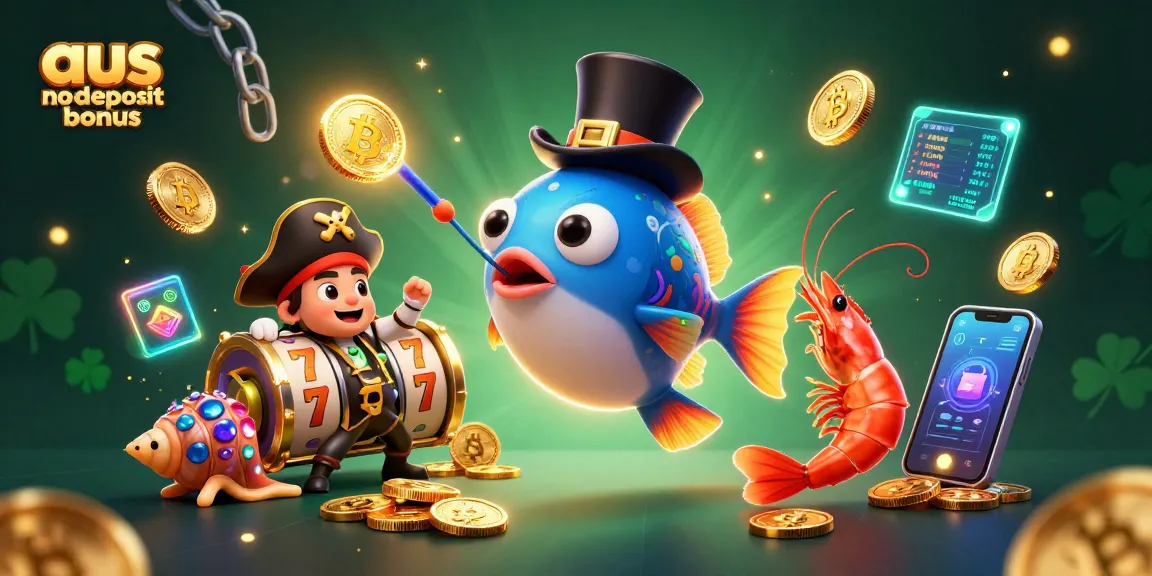 Attract amazing wins with the aus no deposit bonus at vibrant casino scene with characters and slot reels.