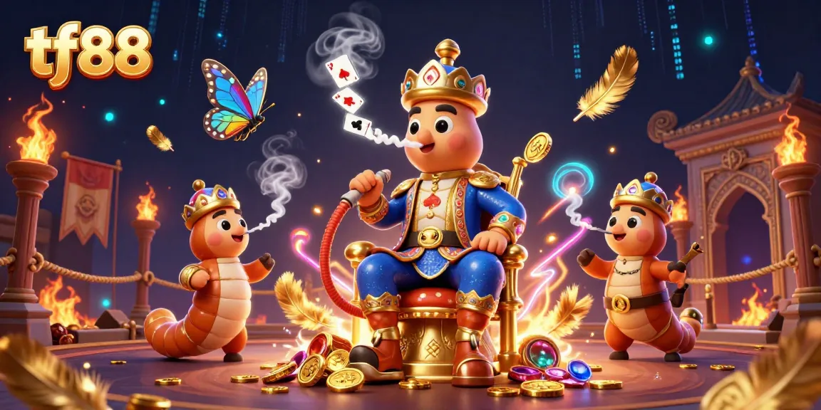 Experience thrilling gameplay at tf88 with a vibrant casino scene featuring a Turkish sultan caterpillar.