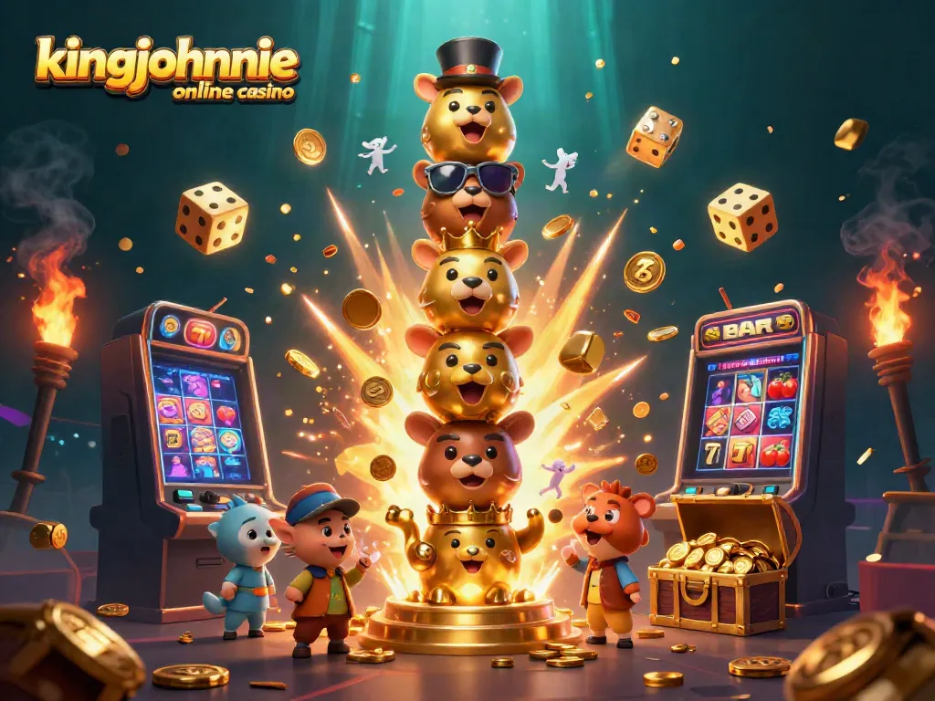 Experience the excitement of kingjohnnie online casino with a vibrant 3D illustration showcasing dynamic gaming elements and fun characters.
