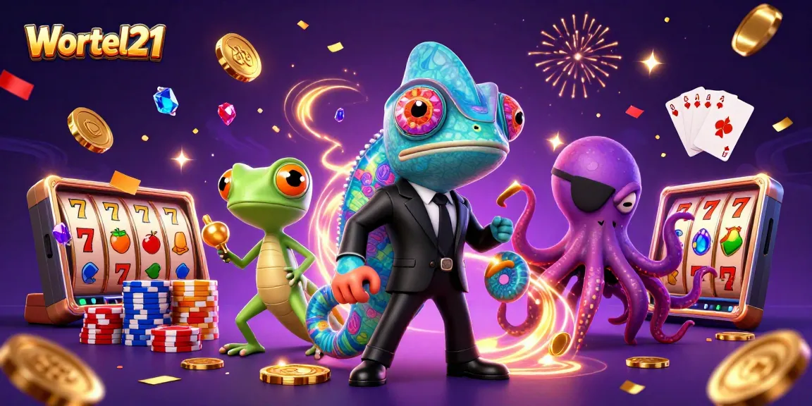 Wortel21 menampilkan agen rahasia chameleon dan gecko di kasino, memicu kemenangan.