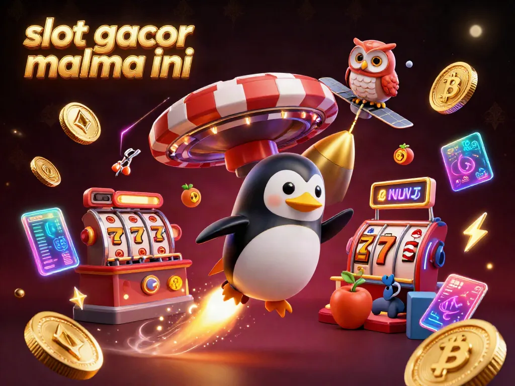 Spin the reels with the 'slot gacor malma ini' penguin heading toward a casino in space.