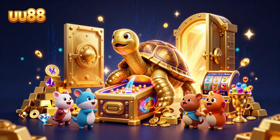 uu88 engages players in an exciting slot experience with a golden tortoise pinball machine.