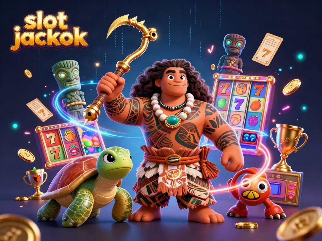 Experience the thrill of slot jackpots with cartoon characters, vibrant symbols, and dynamic casino elements.