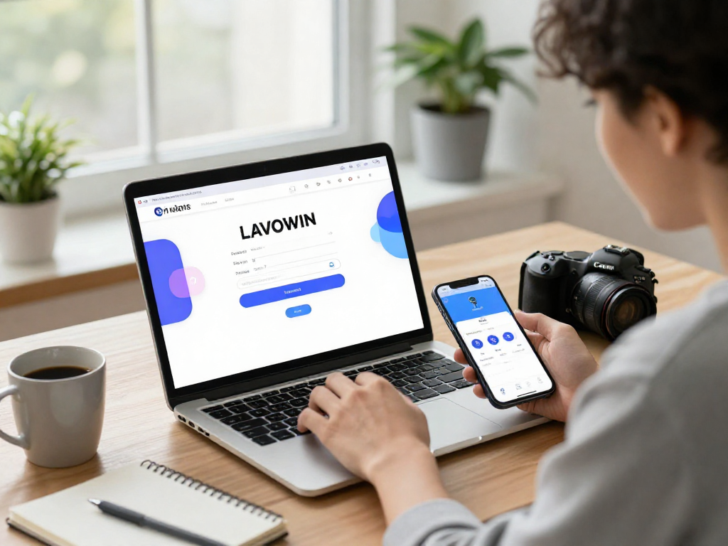 LAVOWIN user login interface viewed on multiple devices, depicting seamless digital access and user-friendly design.