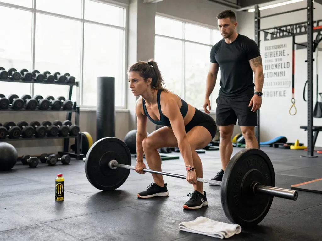 Athletic woman lifting weights in a gym, representing steroidi anabolizzanti legali italia for effective fitness training and performance.