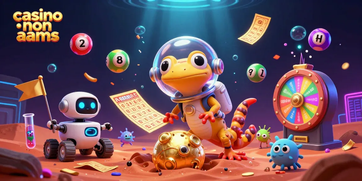 Giocare nei casino non AAMS: un gecko marziano scopre un casinò d'oro con biglietti volanti.