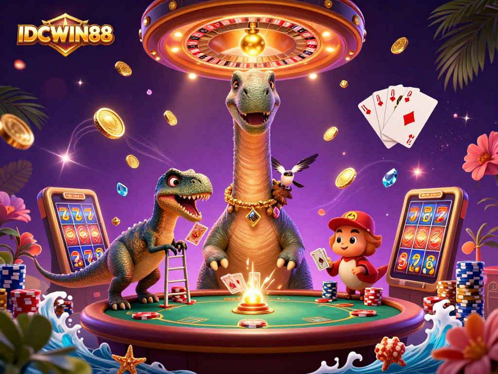 Experience thrilling gameplay at IDCWIN88 with detailed 3D casino characters and dynamic game elements.