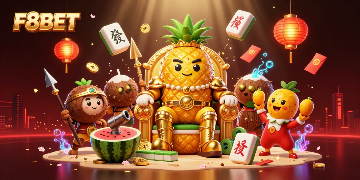 Experience the vibrant energy of F8BET with dynamic casino characters in a 3D illustration.