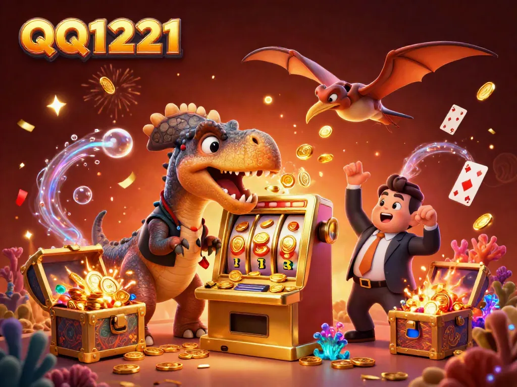 Experience the excitement of QQ1221 as a pachycephalosaurus hits a slot machine jackpot.