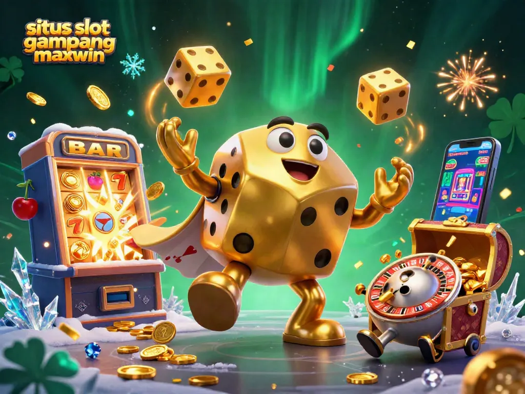 Engage with situs slot gampang maxwin through a vibrant 3D casino scene showcasing dynamic game elements and character interactions.