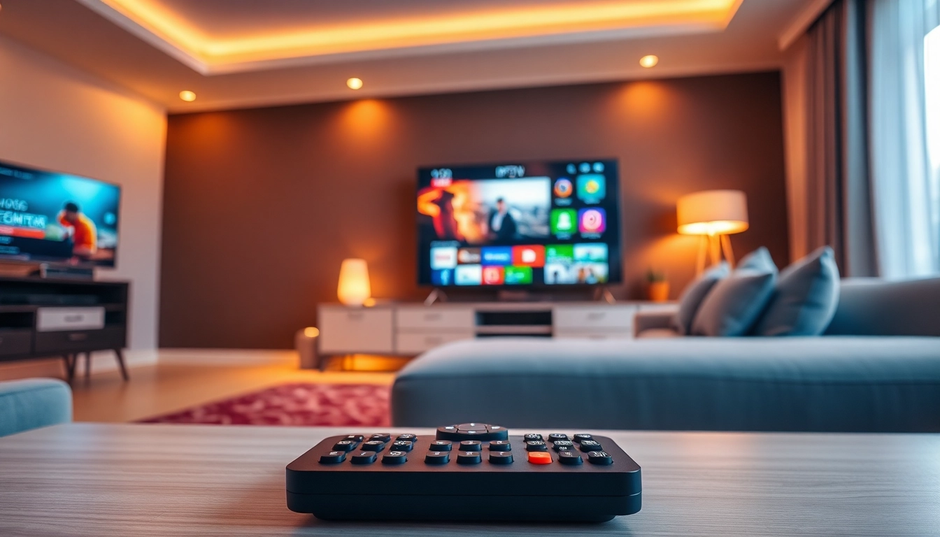 Watch IPTV on modern setup during free trial iptv in cozy living room.