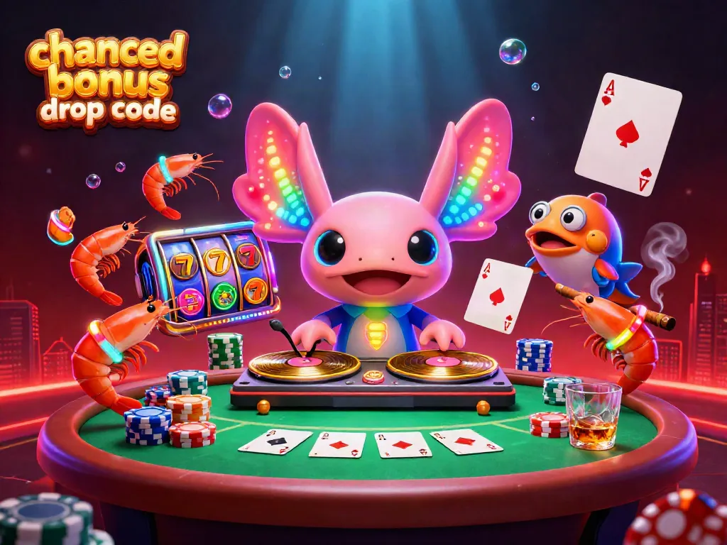 Experience winning excitement with the chanced bonus drop code in this vibrant casino scene.
