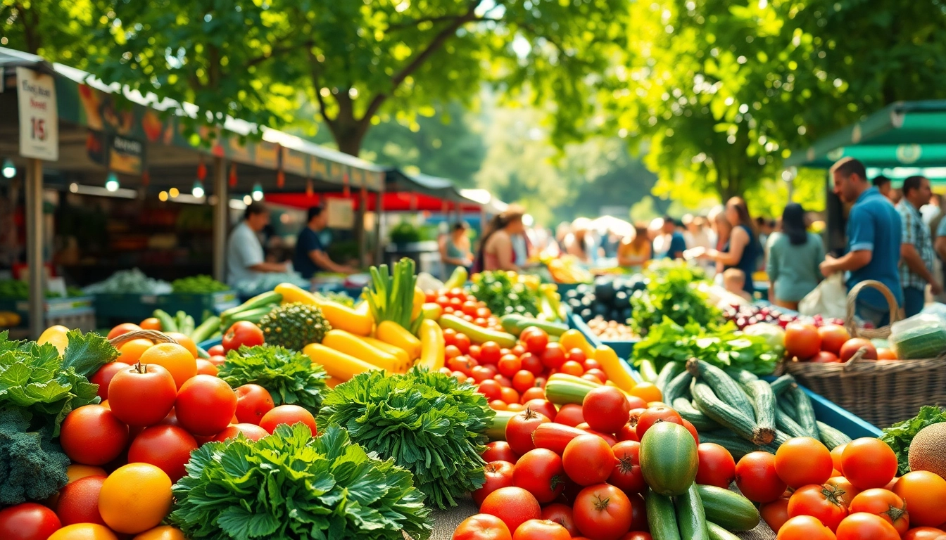 Promote a Healthy Life with vibrant organic fruits and vegetables at a farmer's market.