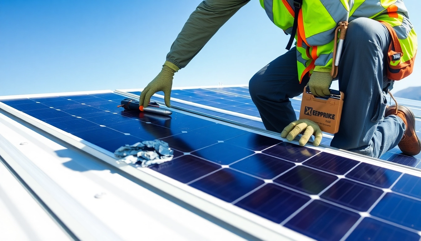 Technician conducting emergency solar panel repair to restore energy supply.
