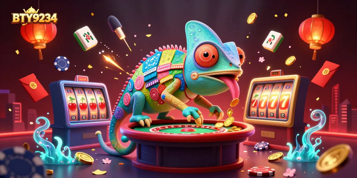 Experience the excitement of BTY9234 with a gambling-themed 3D illustration showcasing vibrant slot elements.
