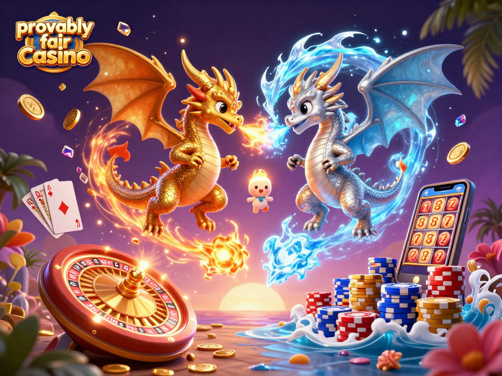 Experience the thrill of a provably fair casino with dynamic dragons and casino elements.
