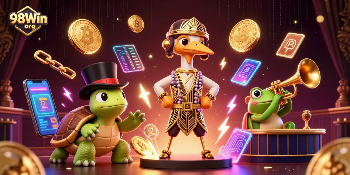 Experience thrilling gameplay at 98Win org with animated casino characters and vibrant graphics.