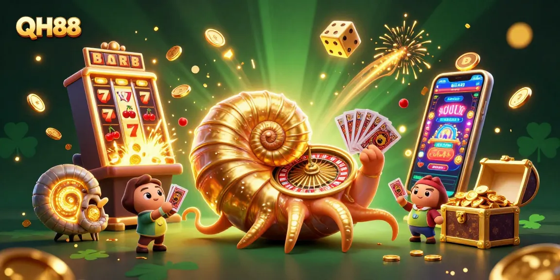 Experience the thrill of QH88 with an immersive 3D casino scene filled with jackpots and excitement.