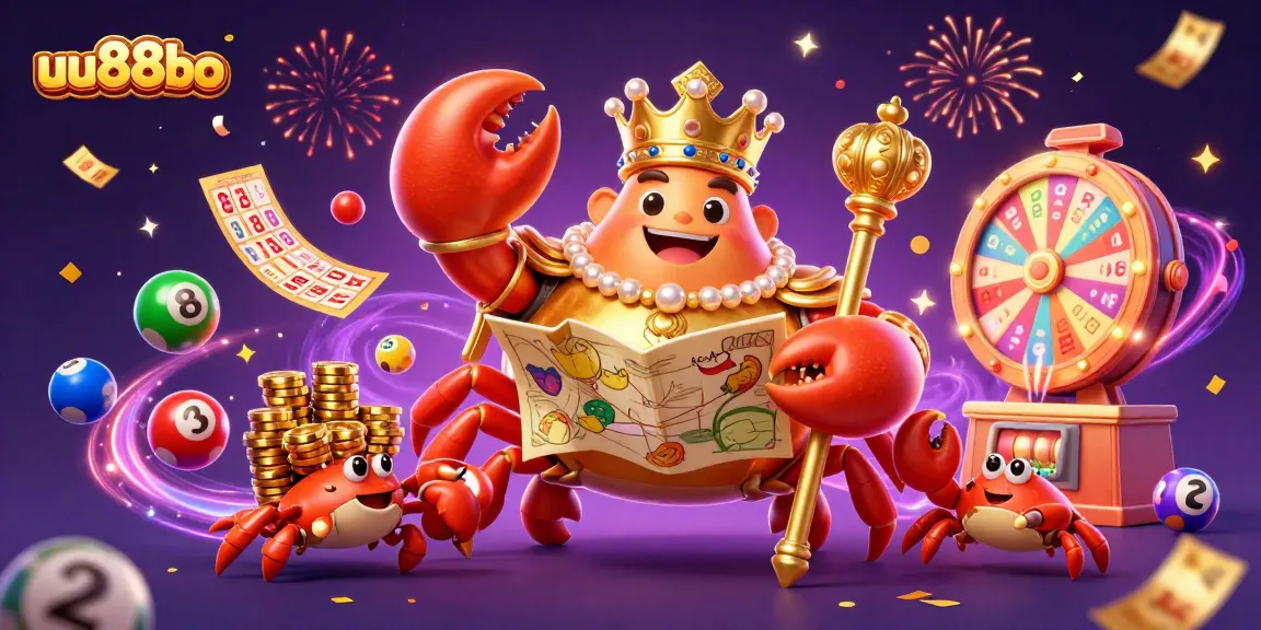 Join the excitement of uu88bo with the golden crab emperor in a vibrant casino scene.