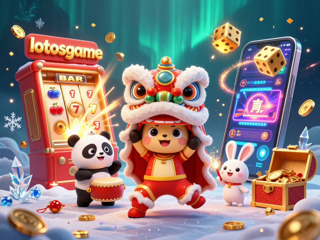 Join the excitement at lotosgame with vibrant scenes of a jackpot celebration bursting with colorful casino elements.
