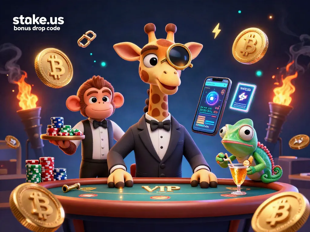 Engage with the latest stake.us bonus drop code in a vibrant 3D casino showdown.