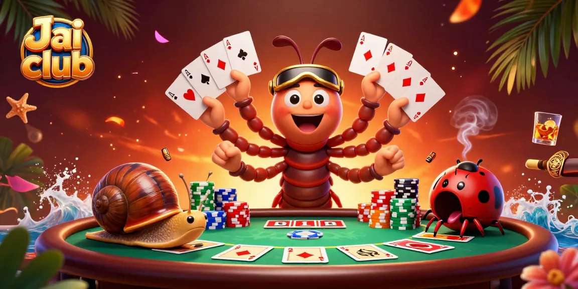 Experience thrilling gameplay at Jai club with cartoon dealer and exciting casino elements.
