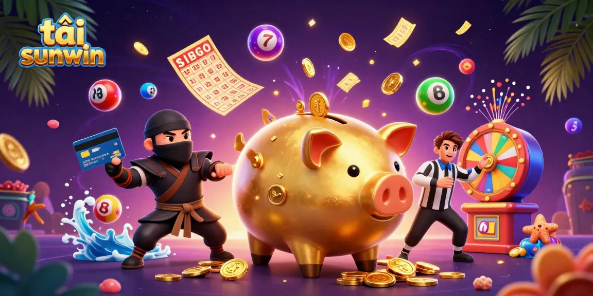 Experience the excitement of tải sunwin with dynamic lottery and casino gaming elements in a vibrant scene.