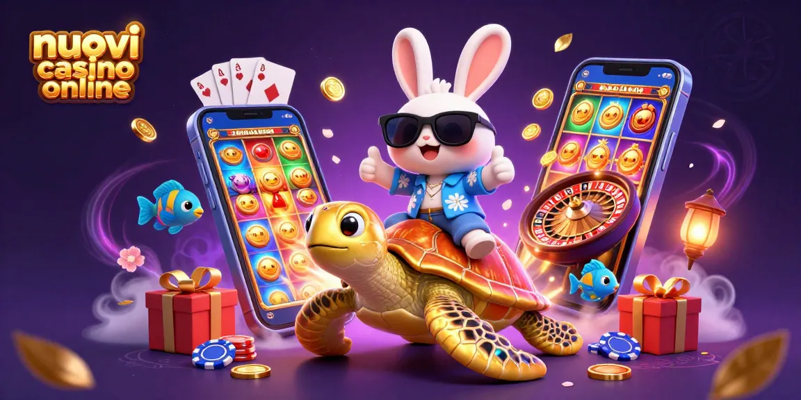 I nuovi casino online offrono intrattenimento con il simpatico coniglio fortunato in un'illustrazione animata.