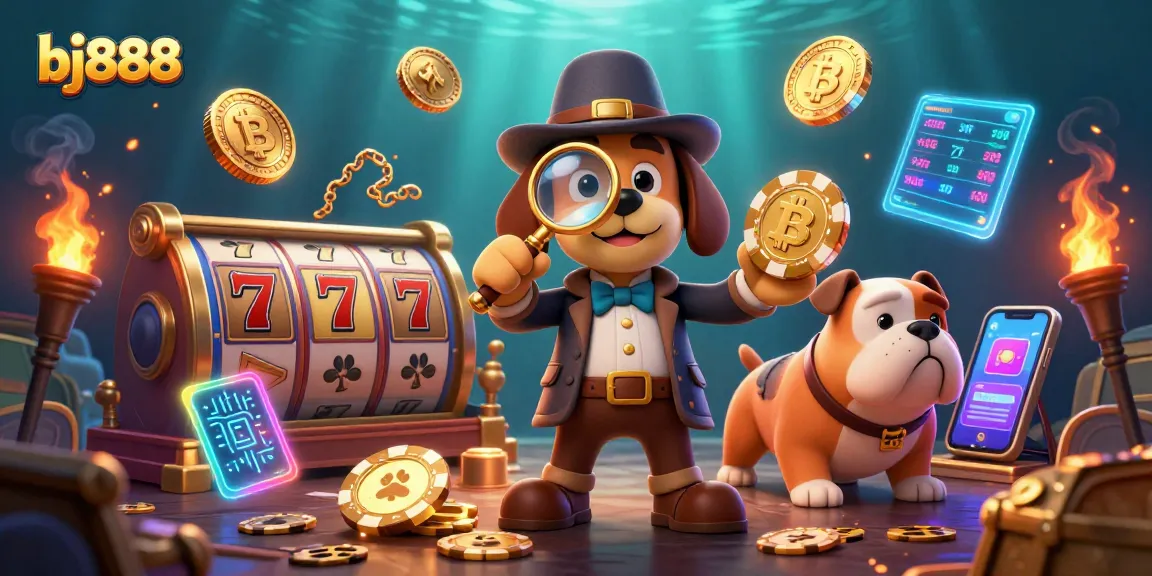 Engage in thrilling slot action with bj888's vibrant casino scene featuring cartoon characters hunting for treasures.