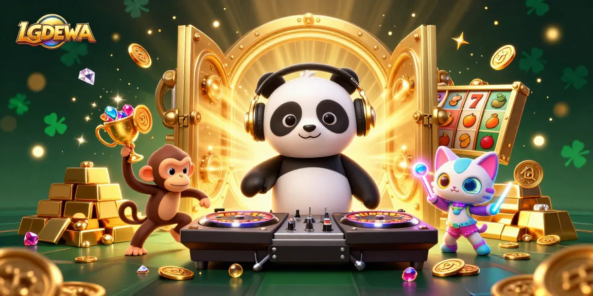 Experience exciting winnings at LGODEWA with vibrant slot reels and dynamic gaming characters!