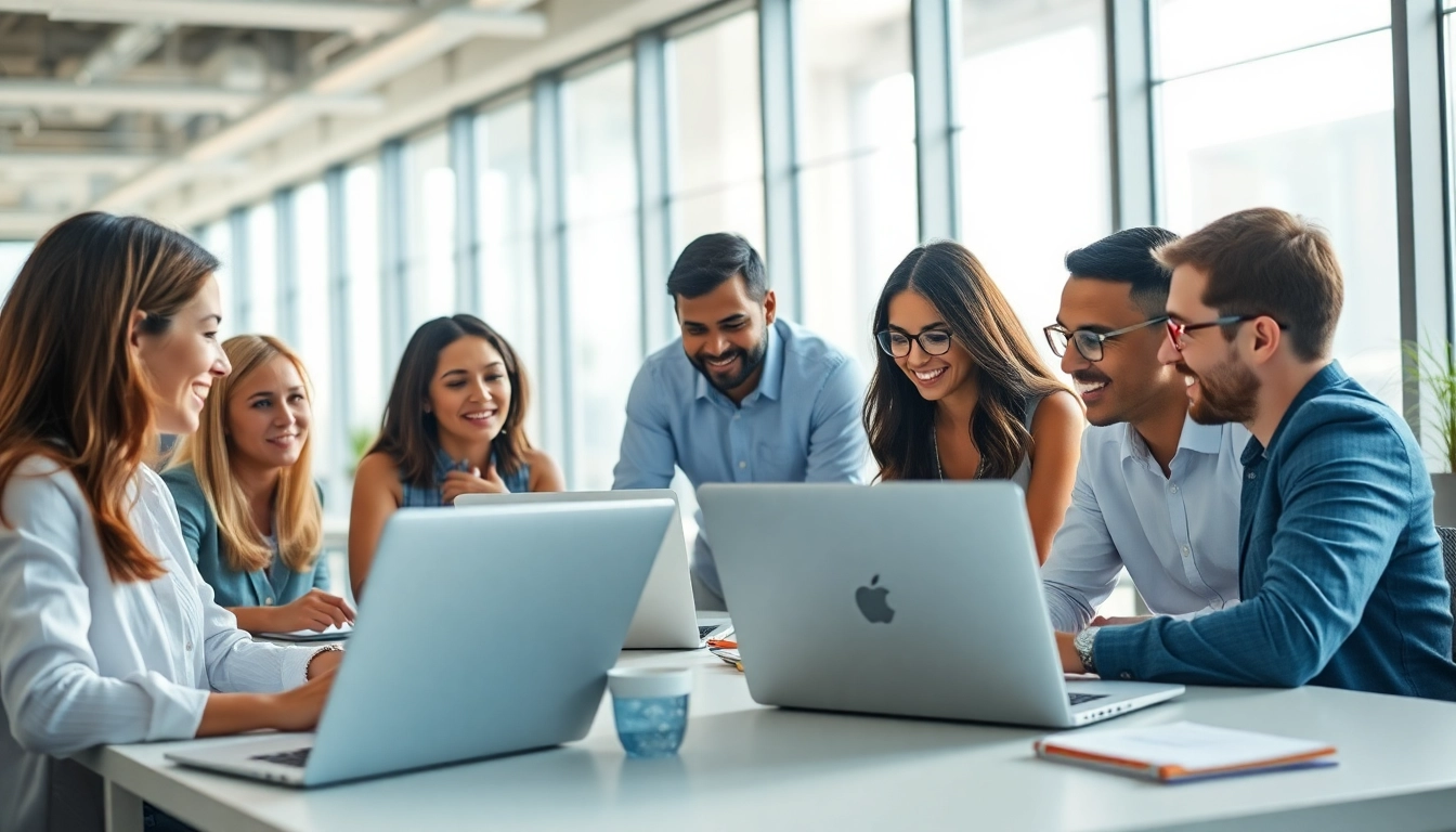 Sales professionals engaging with agentic sales software in a collaborative office environment.