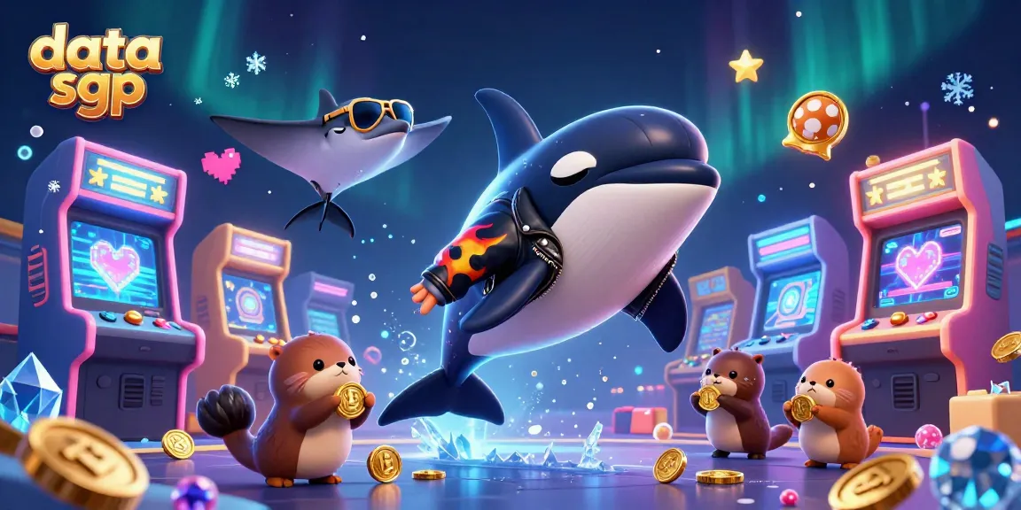 Explore data sgp with a vibrant casino-themed illustration featuring sea creatures amidst colorful gaming elements.