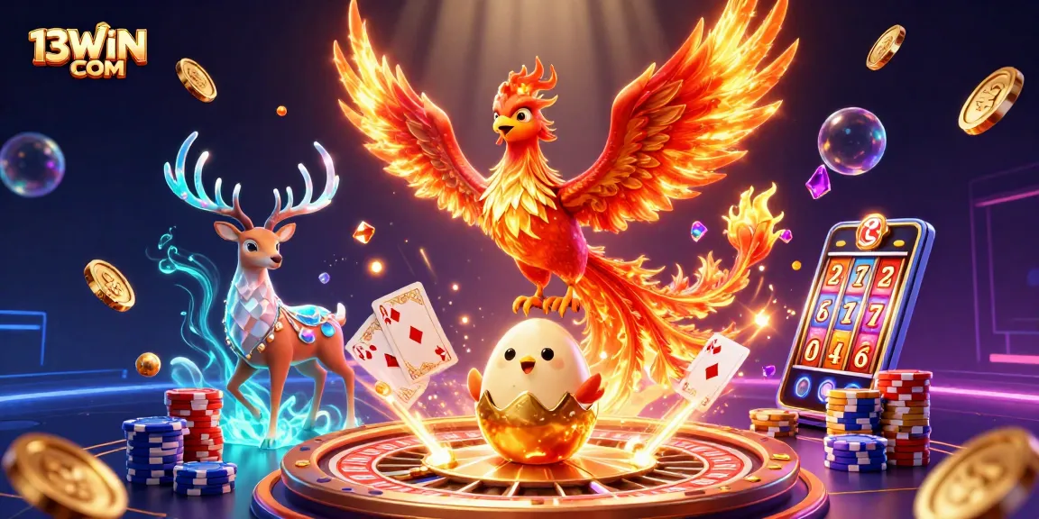Unleash your luck with the 13WIN COM casino experience featuring vibrant phoenix and golden treasures.