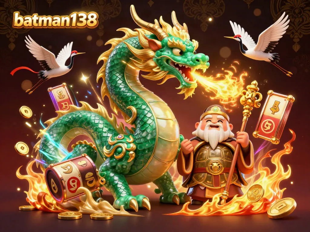 Experience the thrill of winning with batman138 in this vibrant casino illustration featuring slot elements and dynamic characters.