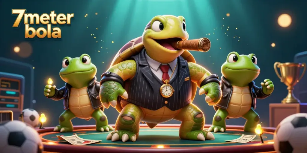 Experience the excitement of 7meter bola sports betting with vivid cartoon characters and bright casino elements.