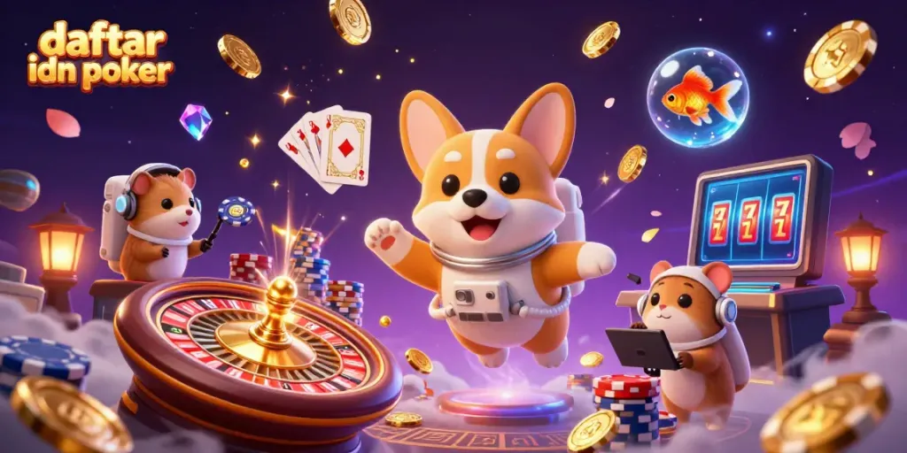 Experience the excitement of daftar idn poker with immersive 3D space casino elements.
