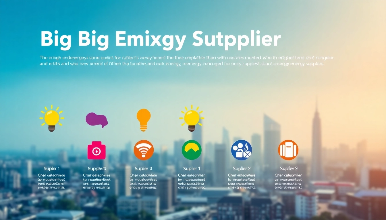 Visual representation of the big six energy suppliers showcasing their key attributes and statistics.