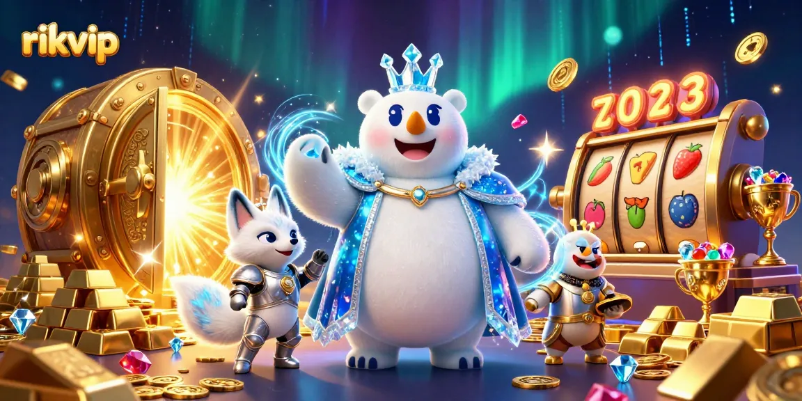 Engage with rikvip as the cartoon ice king polar bear and snow fox explore a vibrant casino world.