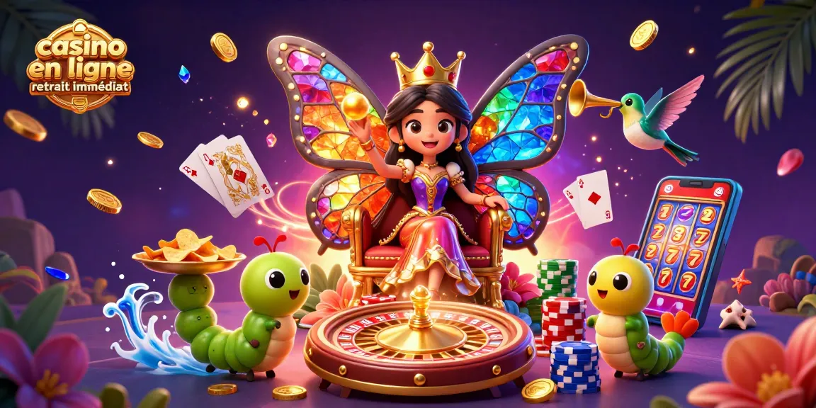 Profitez des jackpots rapidement avec le casino en ligne retrait immédiat, illustration riche et colorée.