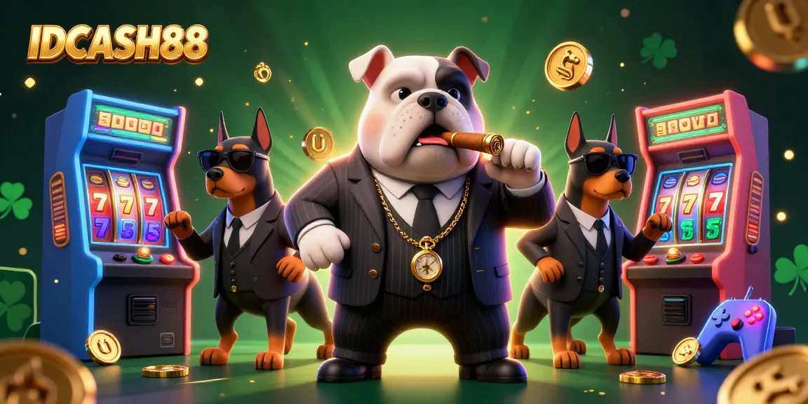 IDCASH88 engages players with seamless, high-energy gaming environments featuring a cartoon mobster and stunning casino elements.