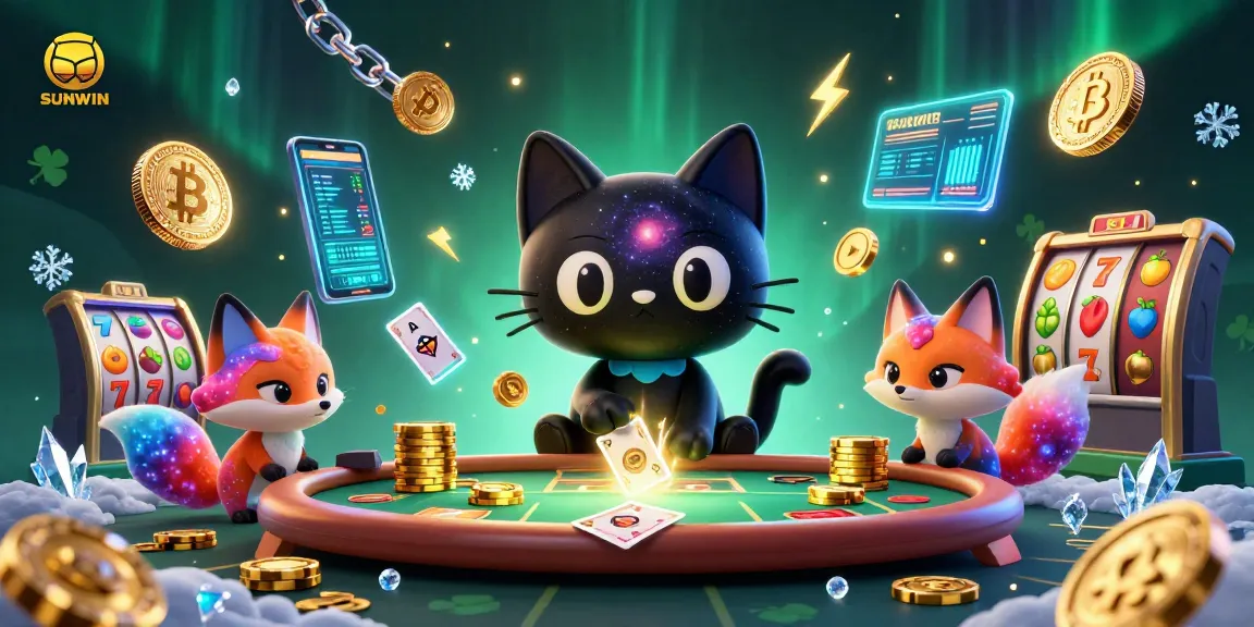 SUNWIN offers thrilling cosmic slots with a black hole cat and nebula fox amidst swirling galaxies.